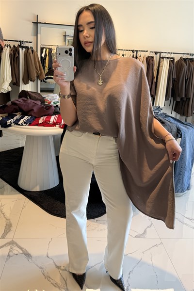 ASİMETRİK BLUZ VİZON