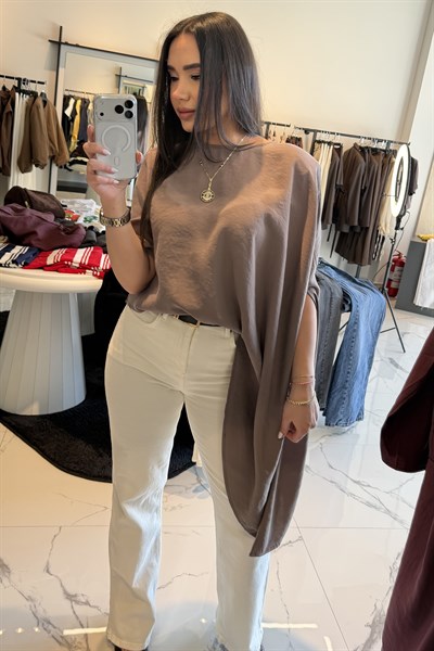 ASİMETRİK BLUZ VİZON