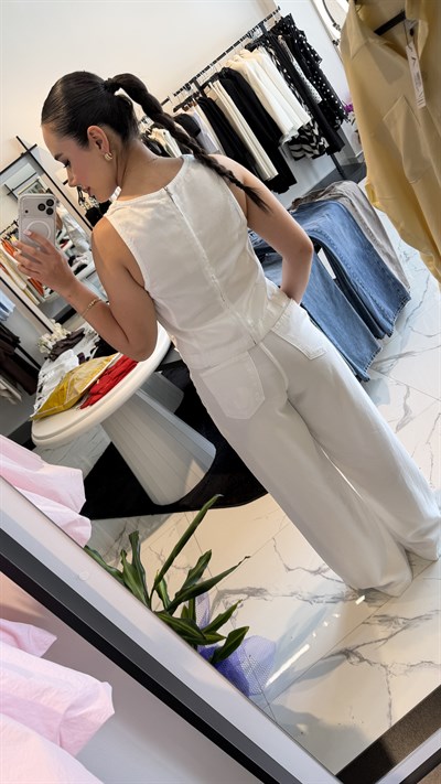 Bağcıklı Tencel Pantolon Bluz Takım 