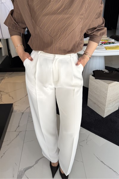 BEYAZ KUMAŞ PANTOLON BEYAZ