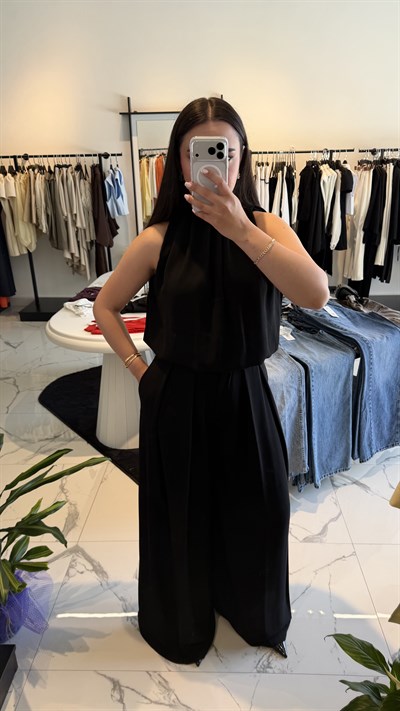 Boyundan Bağlamalı Bluz Pantolon Takım