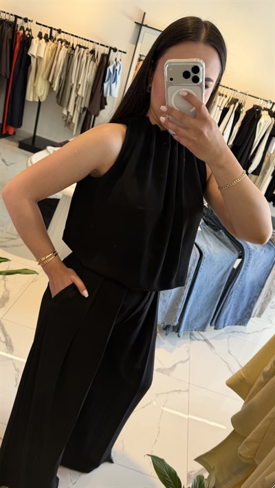 Boyundan Bağlamalı Bluz Pantolon Takım