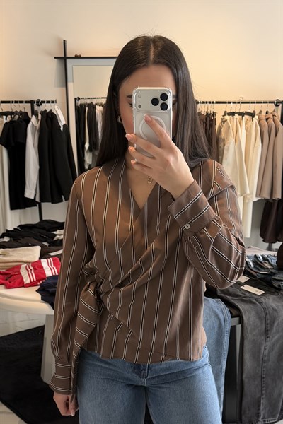 ÇİZGİLİ GÖMLEK KAHVERENGİ