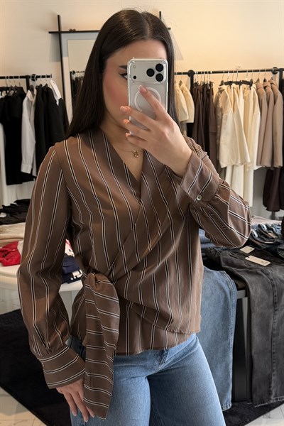 ÇİZGİLİ GÖMLEK KAHVERENGİ