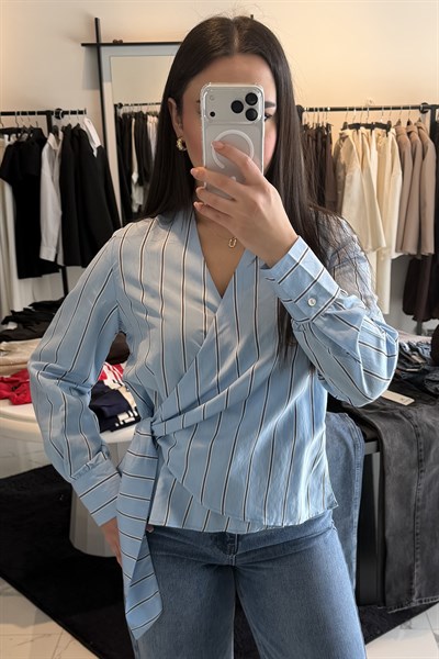 ÇİZGİLİ GÖMLEK MAVİ