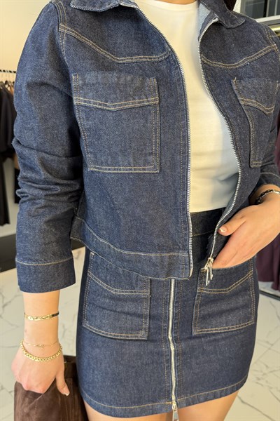 DENIM ETEK CEKET TAKIM LACİVERT