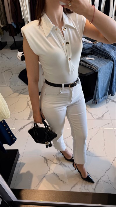 Gömlek Yaka Çıtçıtlı Bodysuit