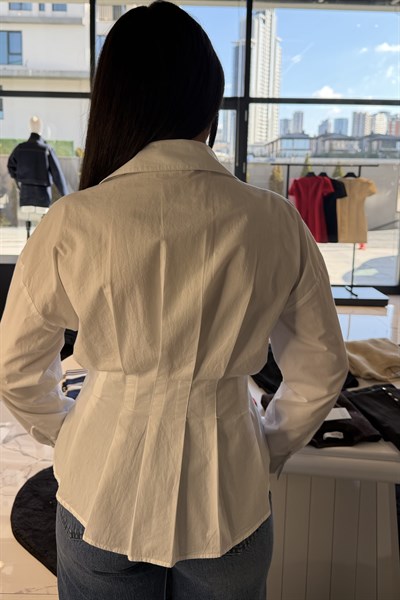 KORSELİ GÖMLEK BEYAZ