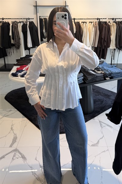 KORSELİ GÖMLEK BEYAZ