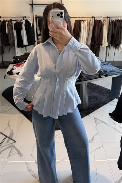 KORSELİ GÖMLEK MAVİ