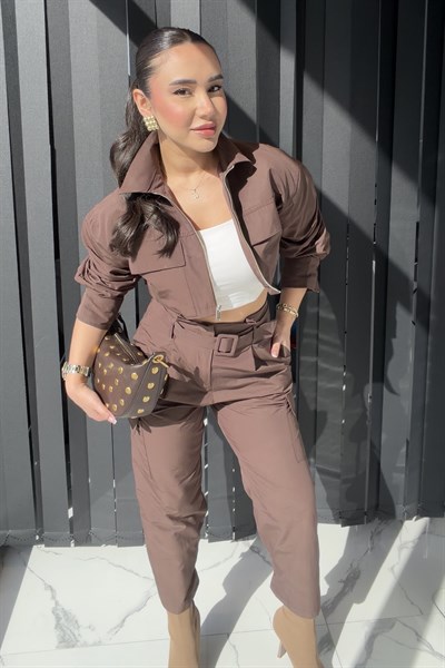 PARAŞÜT KUMAŞ TAKIM KAHVERENGİ