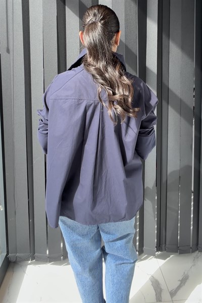 REGLAN POPLİN GÖMLEK LACİVERT