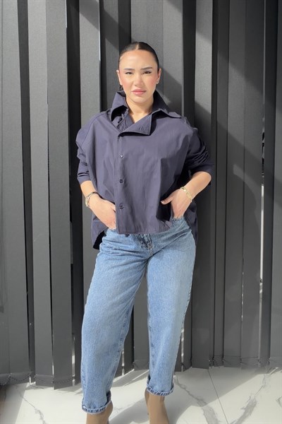 REGLAN POPLİN GÖMLEK LACİVERT