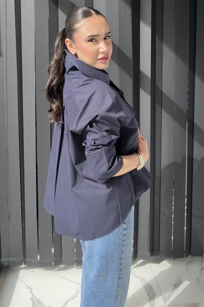 REGLAN POPLİN GÖMLEK LACİVERT