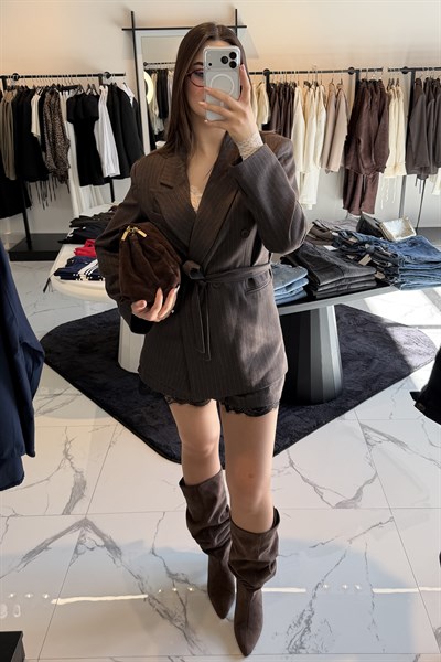 ŞORT CEKET TAKIM KAHVERENGİ