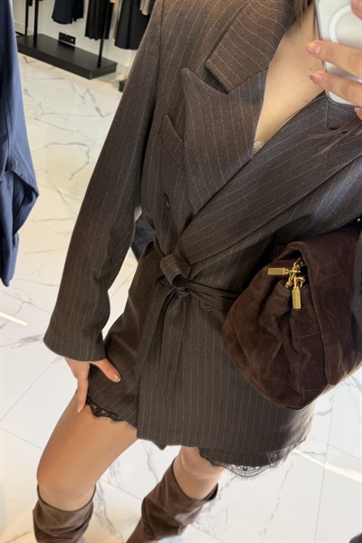 ŞORT CEKET TAKIM KAHVERENGİ