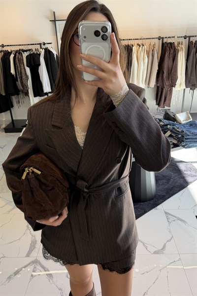 ŞORT CEKET TAKIM KAHVERENGİ