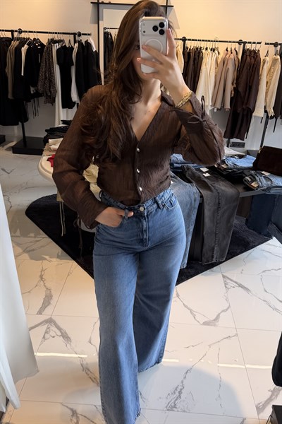 TRANSPARAN GÖMLEK KAHVERENGİ