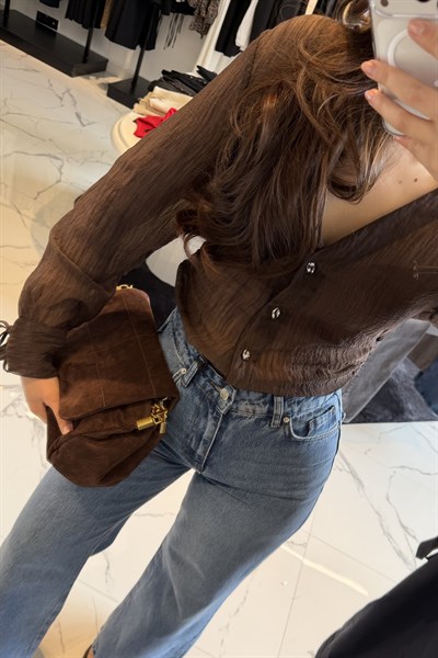 TRANSPARAN GÖMLEK KAHVERENGİ