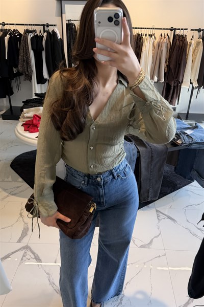 TRANSPARAN GÖMLEK YEŞİL