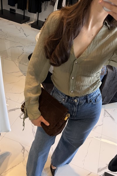 TRANSPARAN GÖMLEK YEŞİL