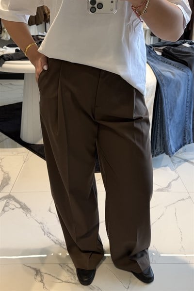 YANİRA KUMAŞ PANTOLON KAHVERENGİ