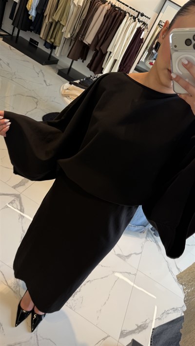 Yarasa Kol Kuşaklı Elbise 