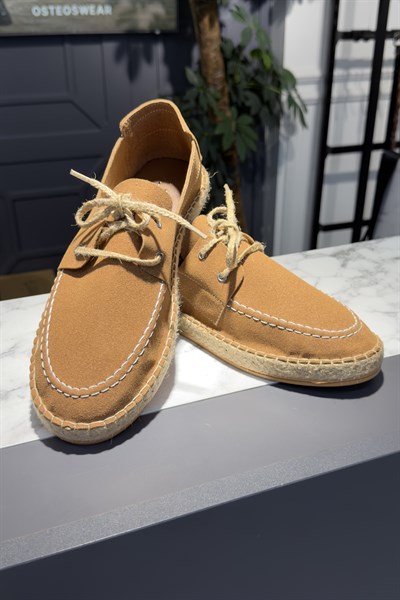 Bağcıklı Espadril Ayakkabı Açık Kahve