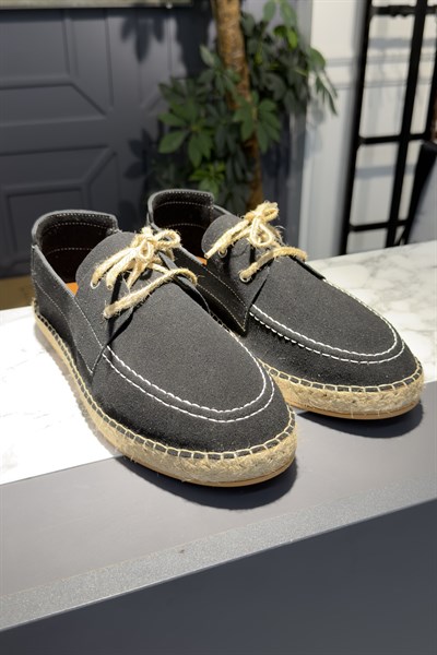 Bağcıklı Espadril Ayakkabı Siyah