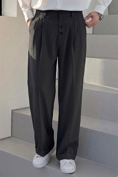 Baggy Paraşüt Kumaş İlikli Pantolon Siyah