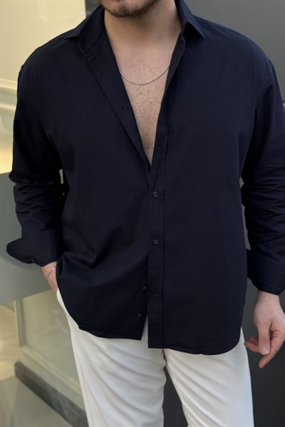 Basic Oversize Gömlek Lacivert