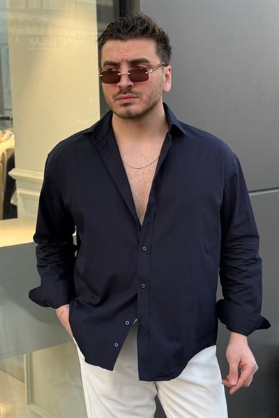 Basic Oversize Gömlek Lacivert