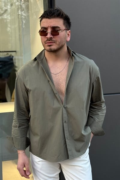 Basic Oversize Gömlek Yeşil