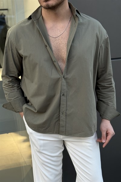 Basic Oversize Gömlek Yeşil