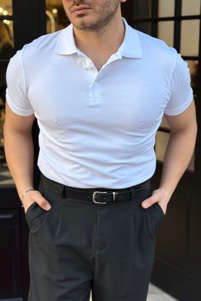Basic Polo Yaka Tshirt Beyaz
