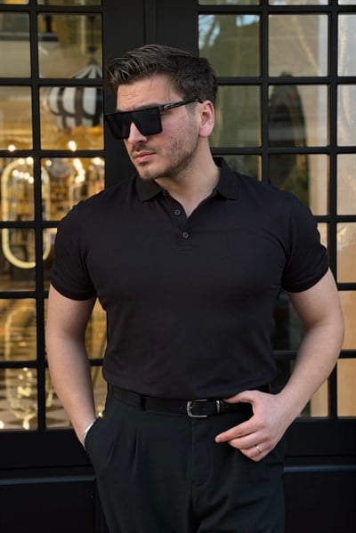 Basic Polo Yaka Tshirt Siyah