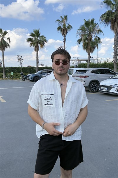 Baskılı Yumuşak Dokulu Gömlek Beyaz