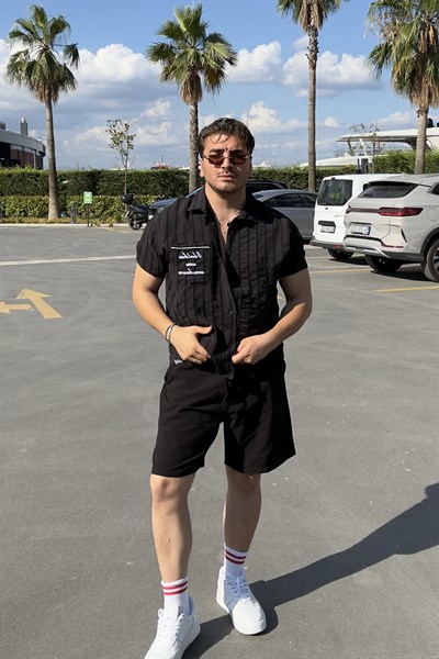 Baskılı Yumuşak Dokulu Gömlek Siyah