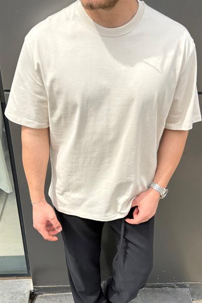Dolgun Basic Oversize Tshirt Krem