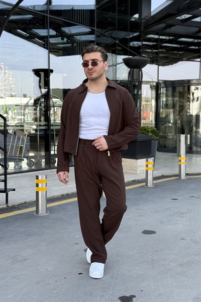 Fermuarlı Boxfit Takım Kahve
