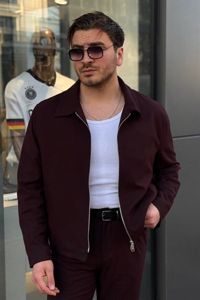 Fermuarlı Rahat Kalıp  Takım Bordo