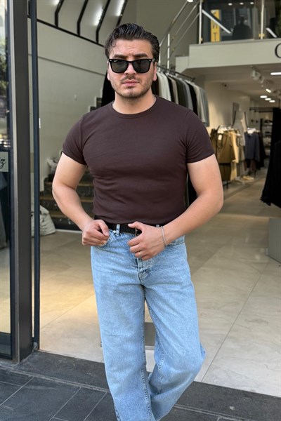 Fitilli Krop Kesim Thsirt Kahve
