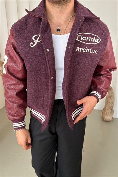 Florida Sırt Baskılı Ceket Bordo
