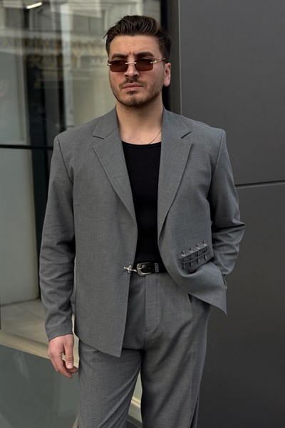 Kancalı Crop Kesim Takım Elbise Antrasit