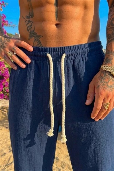 Kordon Halatlı Baggy Pantolon Lacivert