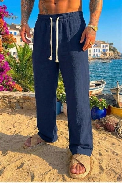 Kordon Halatlı Baggy Pantolon Lacivert