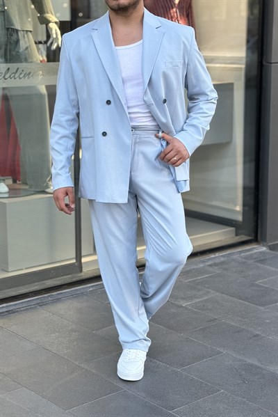 Kruvaze Oversize Takım Elbise Bebe Mavisi