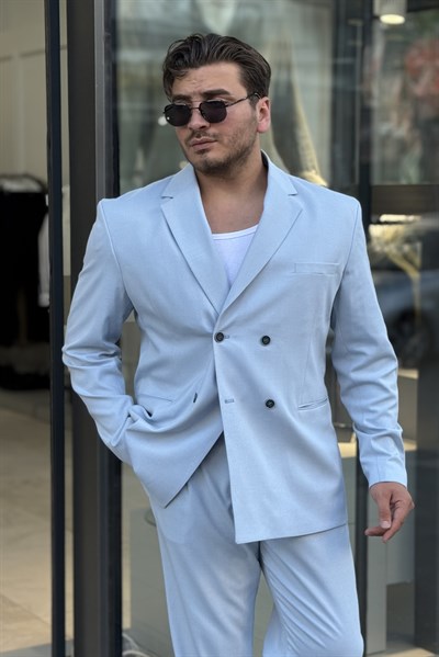 Kruvaze Oversize Takım Elbise Bebe Mavisi