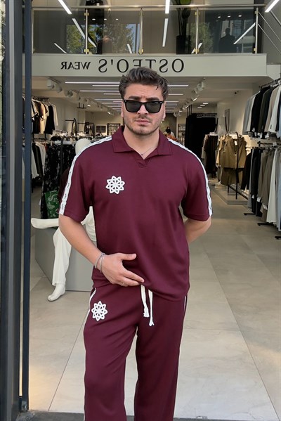 Örme Baskılı Eşofman Takımı Bordo
