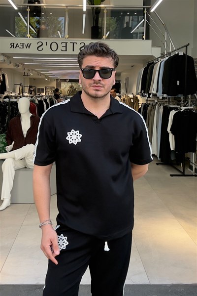 Örme Baskılı Eşofman Takımı Siyah